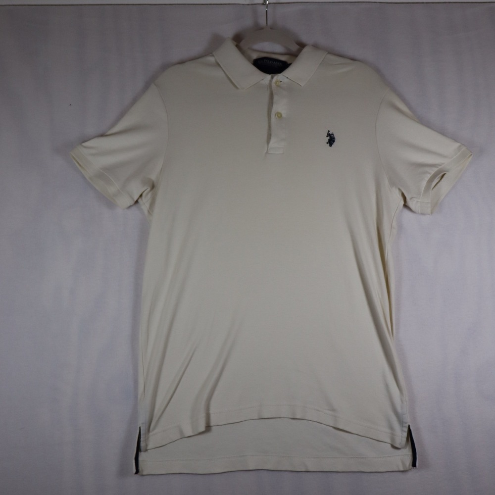 U.S. Polo Assn Shirt Mens Medium White Polo Luxury Feel Preppy Minimalist Casual